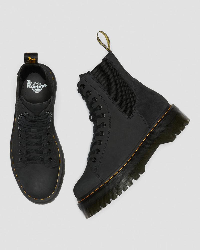 Black Men's Dr Martens Jadon Nubuck Leather Platform Boots | CA 555RVD